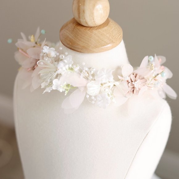 Floral Tiara Crown Head Wreath Flower Girl Special Occasion NWT - Picture 3 of 5